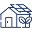 Icon von einem Haus mir Solar auf dem Dach zur Symbolisierung von eigener Energie beraten durch die TW Energieberatung in Frankfurt & Region