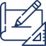 Icon von einem Bauplan, Lineal und Stift zur Symbolisierung von Fachplanung von Energieberater Thomas Wagner und der TW Energieberatung in Frankfurt & Region