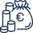 Icon von einem Geldsack mit Geld zur symbolisierung von Fördermittelberatung der TW Energieberatung in Frankfurt & Umgebung
