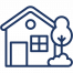 Icon von einem Haus mit Baum zur Symbolisierung von Gartenplanung durch die TW Energieberatung in Frankfurt & Region