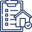 Icon von einem Haus vor einer Checkliste zur Symbolisierung von dem Erstellen eines Sanierungsfahrplan durch die TW Energieberatung in Frankfurt & Region