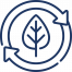 Icon von einem Blatt in einem Kreislauf zur Symbolisierung des Life Cycle Assestment der TW Energieberatung in Frankfurt & Region